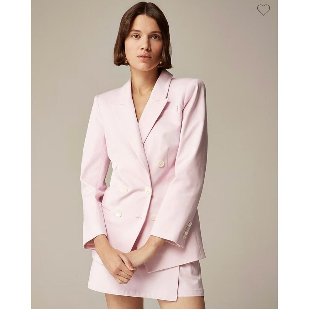 J.Crew $298 Double-breasted blazer in bi-stretch cotton blend Pink Size 8 BZ880